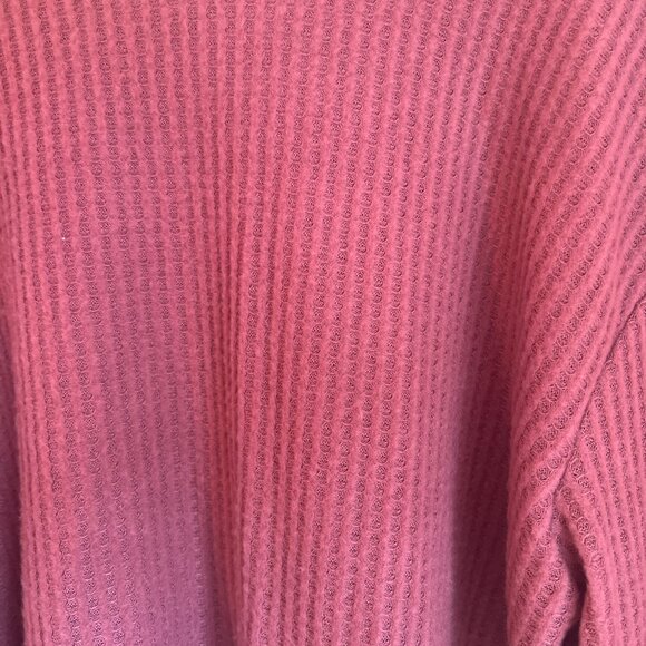 Shein Curve Womens Waffle Knit Long Sleeve Cropped Sweater Top Dusty Rose 1XL - Picture 3 of 6